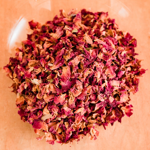 Botanical rose petals for healthy skin care products by Willow & Birch Apothecary