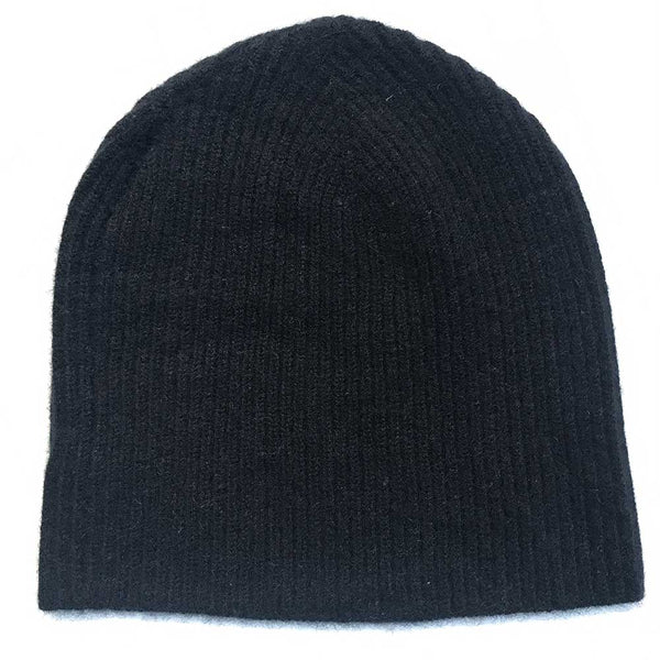 cashmere beanie black ribbed