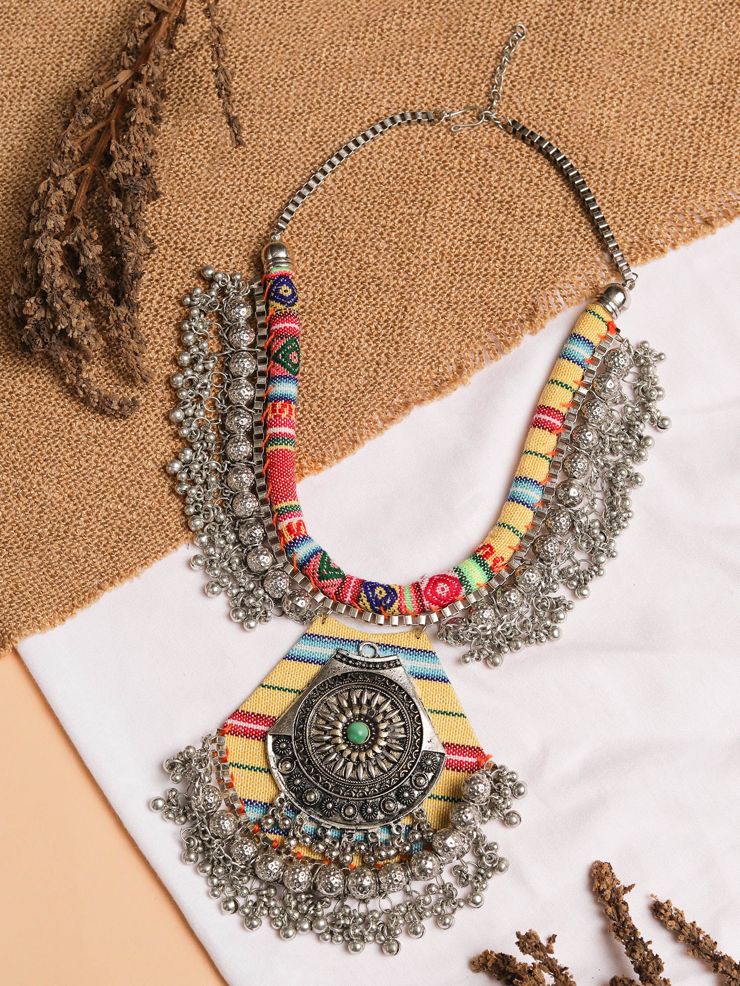 Vintage Embroidered Boho Necklace By Qurcha - Mogra Designs