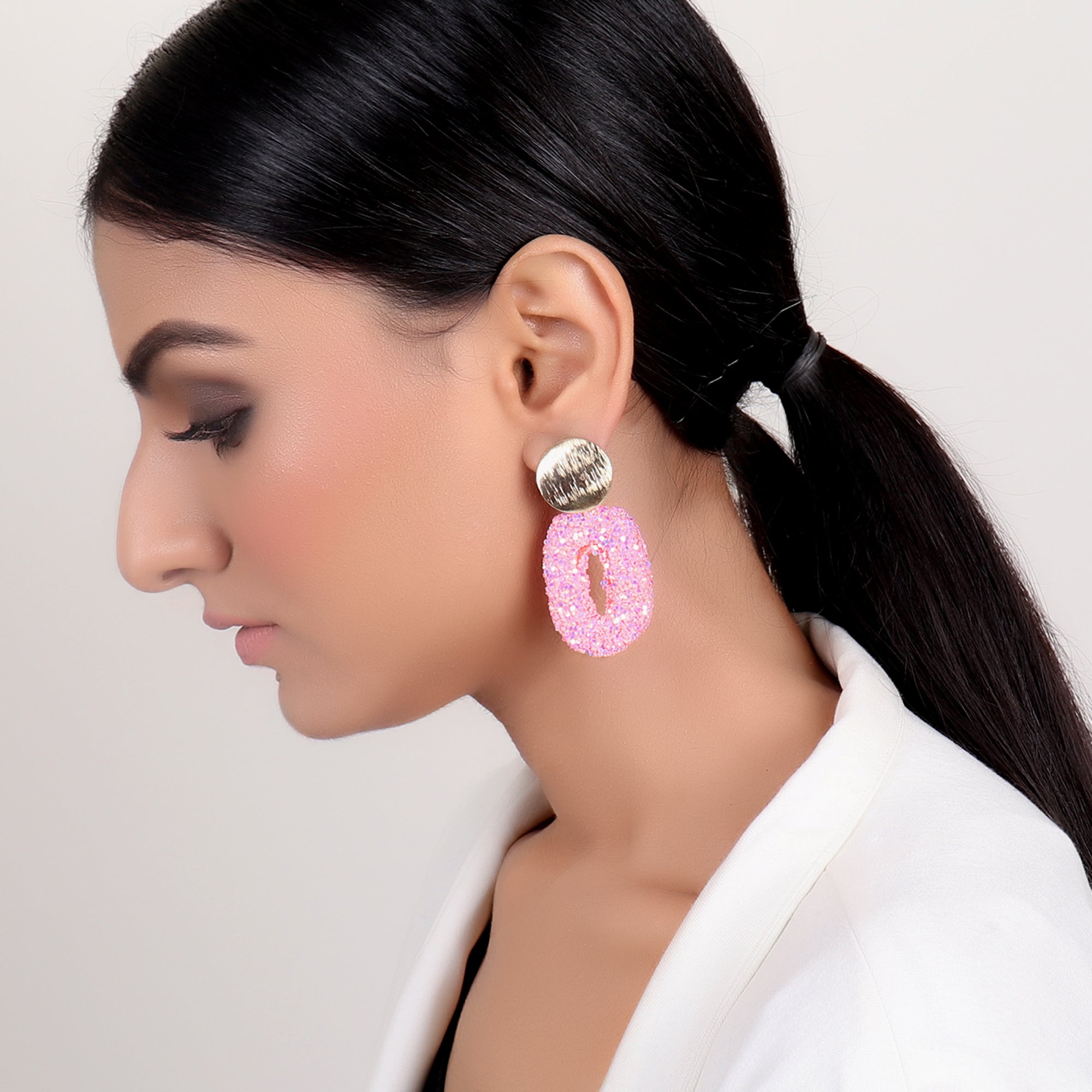 Big Dark Pink Traditional Jhumka Earrings for Girls | FashionCrab.com