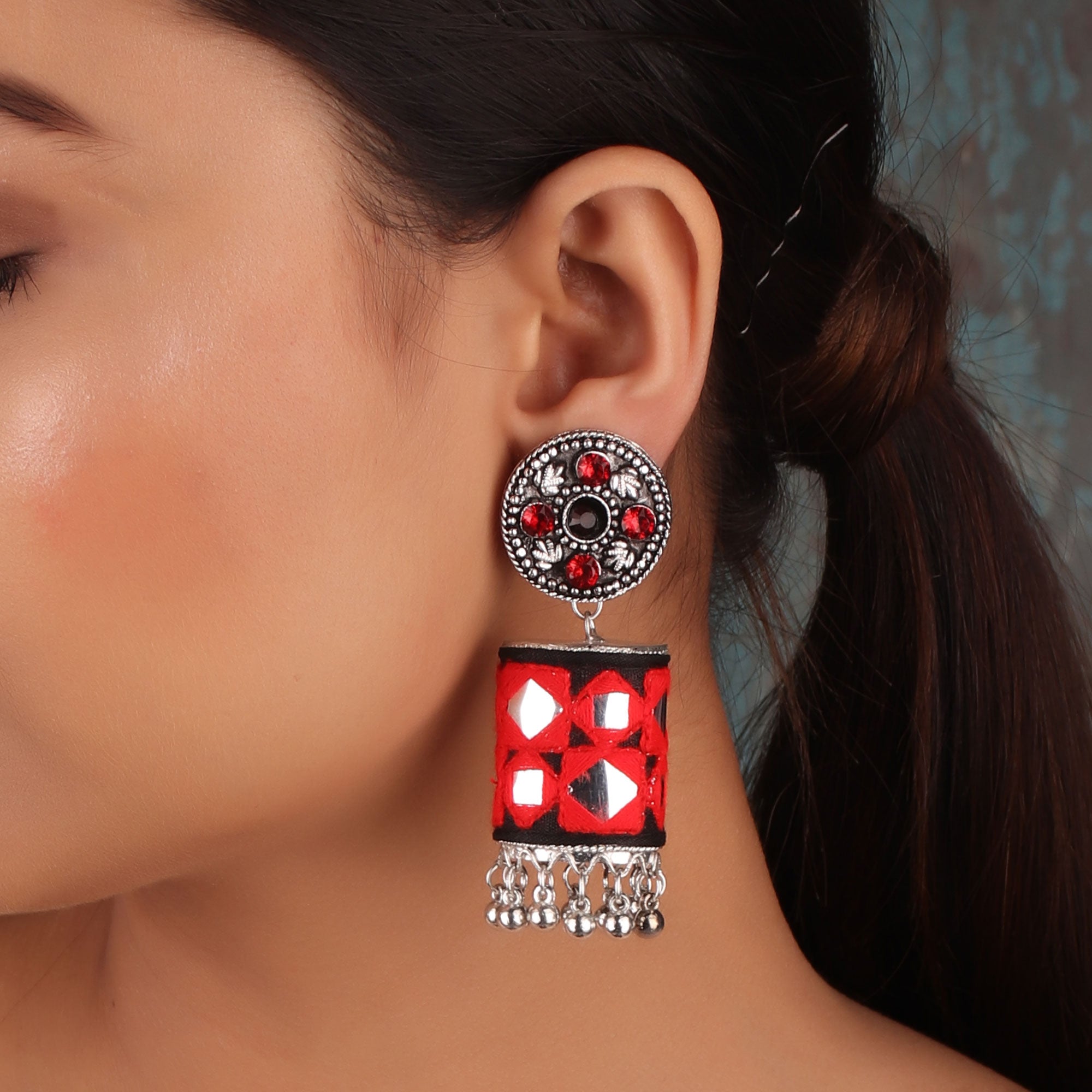 AZGA Jardin Earrings - Red & black – The Wishing Chair