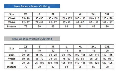 new balance size chart mens