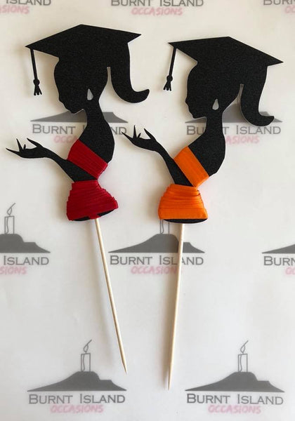 Two Piece Graduating Lady Silhouette Cake Topper – Burnt Island ...