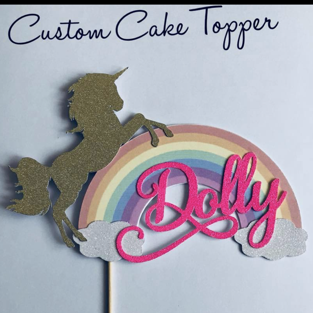 personalised rainbow unicorn cake topper burntislandoccasions