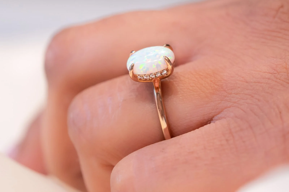 opal rose gold ring