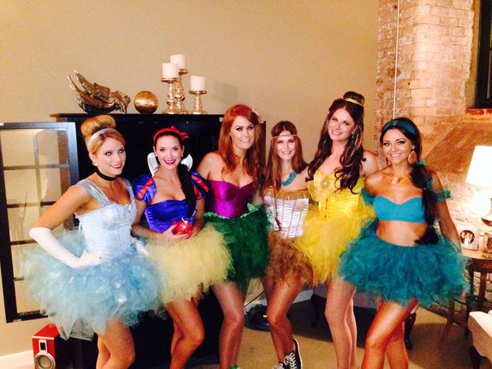 Ladies dressed up as Disney princesses