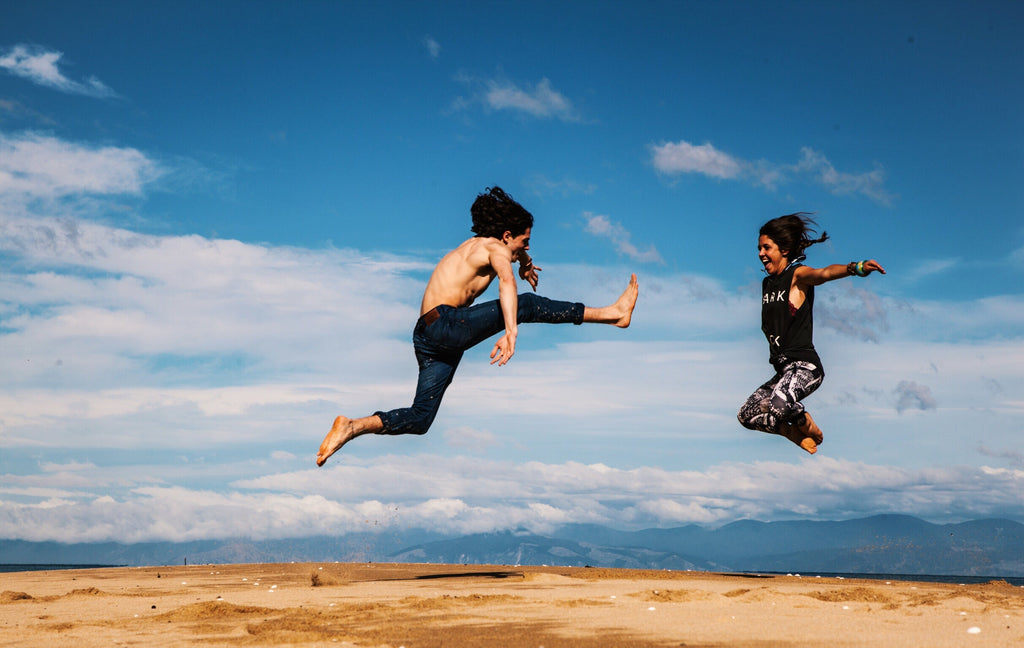 Couple jumping