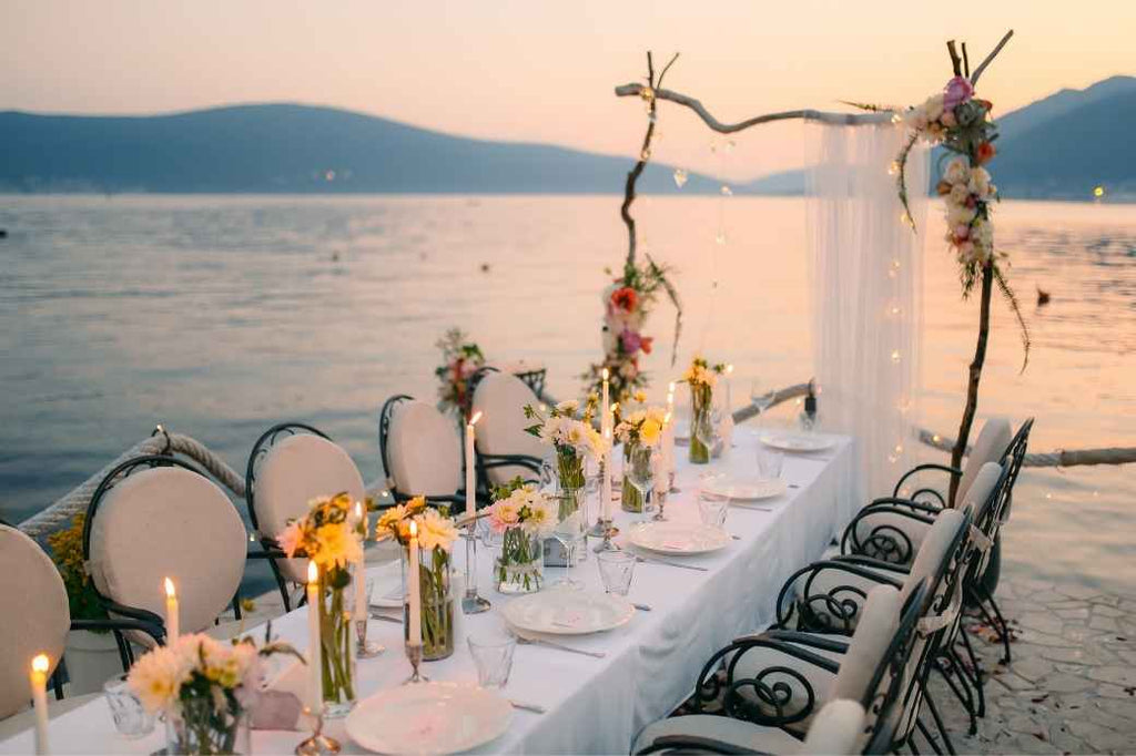 Wedding table during sunset