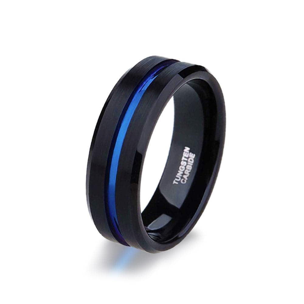 Black And Blue Tungsten Carbide Wedding Band Modern Gents Trading Co