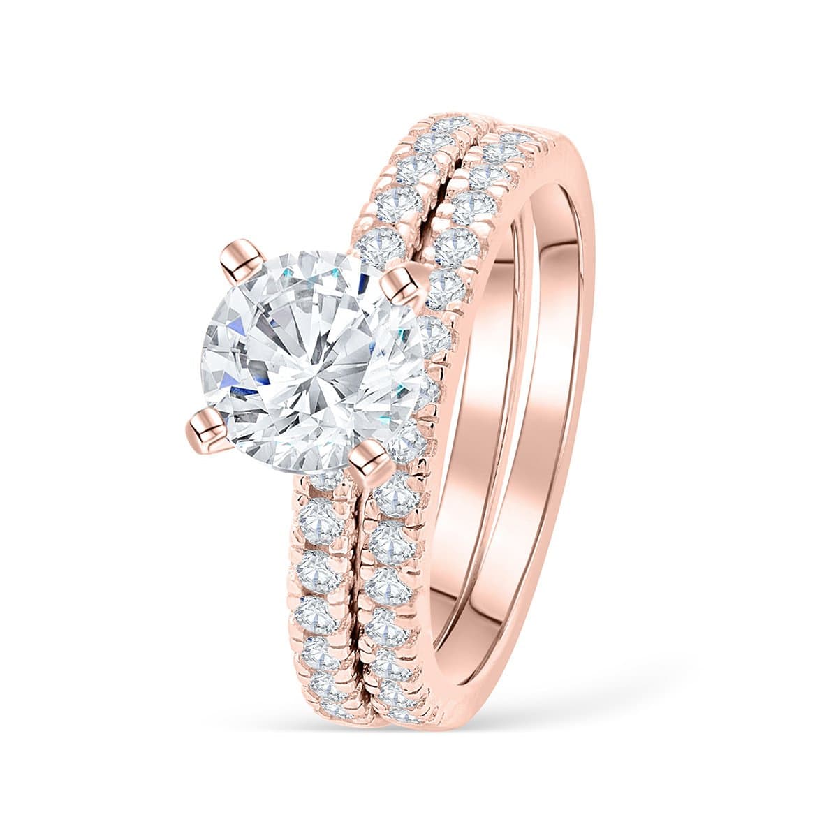 Rose Gold Engagement Ring Set Affordable Wedding Ring Set Modern