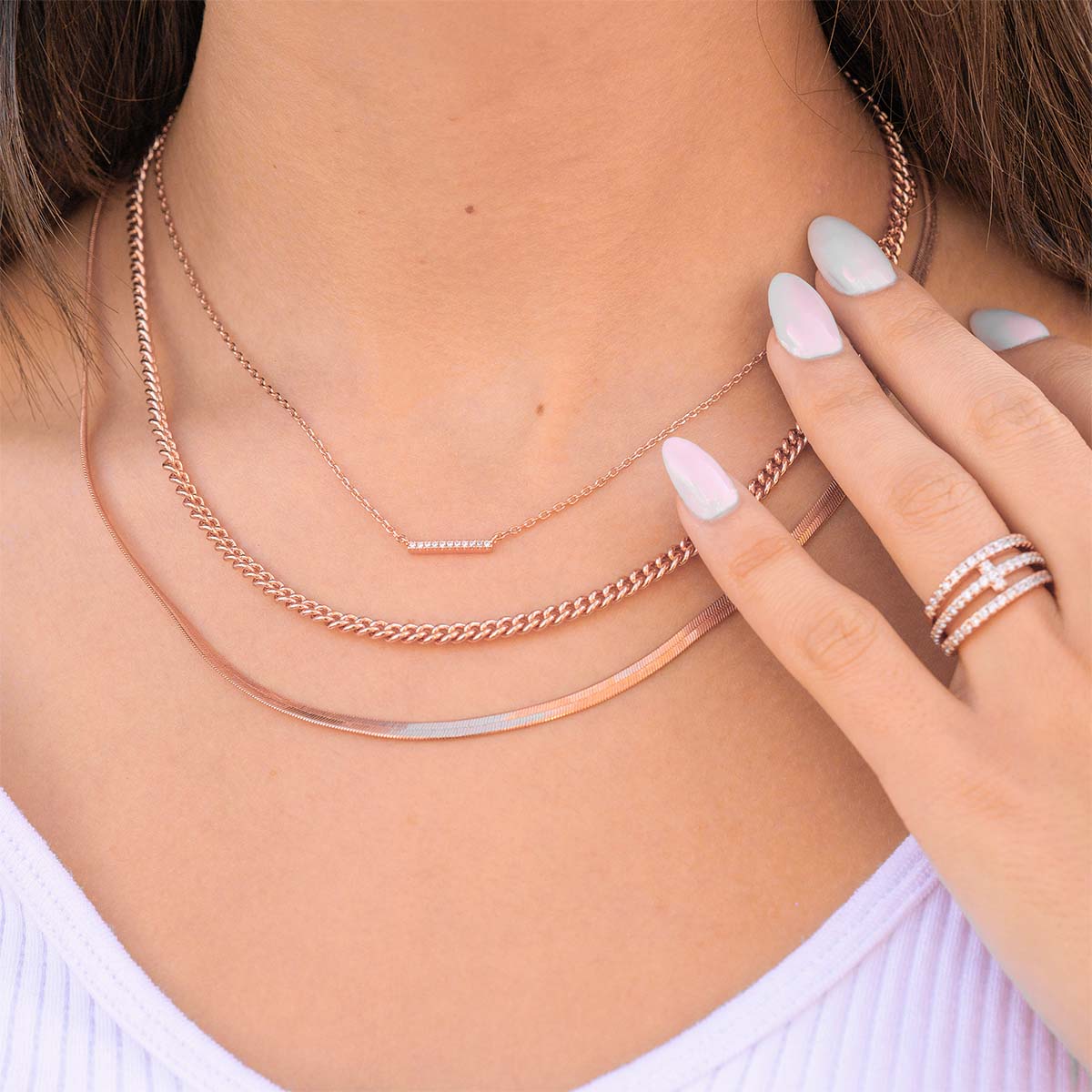 Necklace Extenders 100 1 1/2-2 in Lt Rose Gold Plt Twist Cable