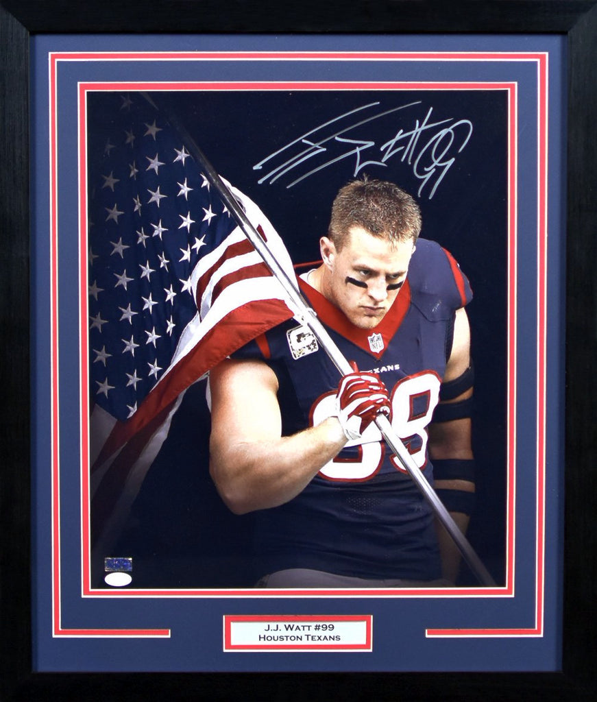 jj watt autographed framed jersey