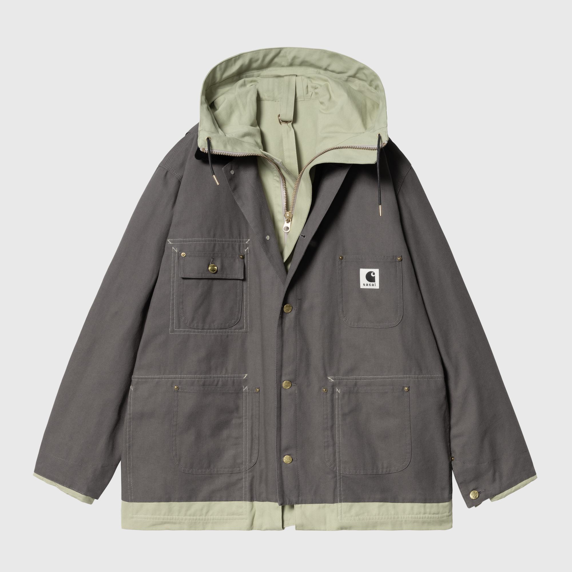 sacai x Carhartt WIP Reversible Duck Coat | Grey / Light Green