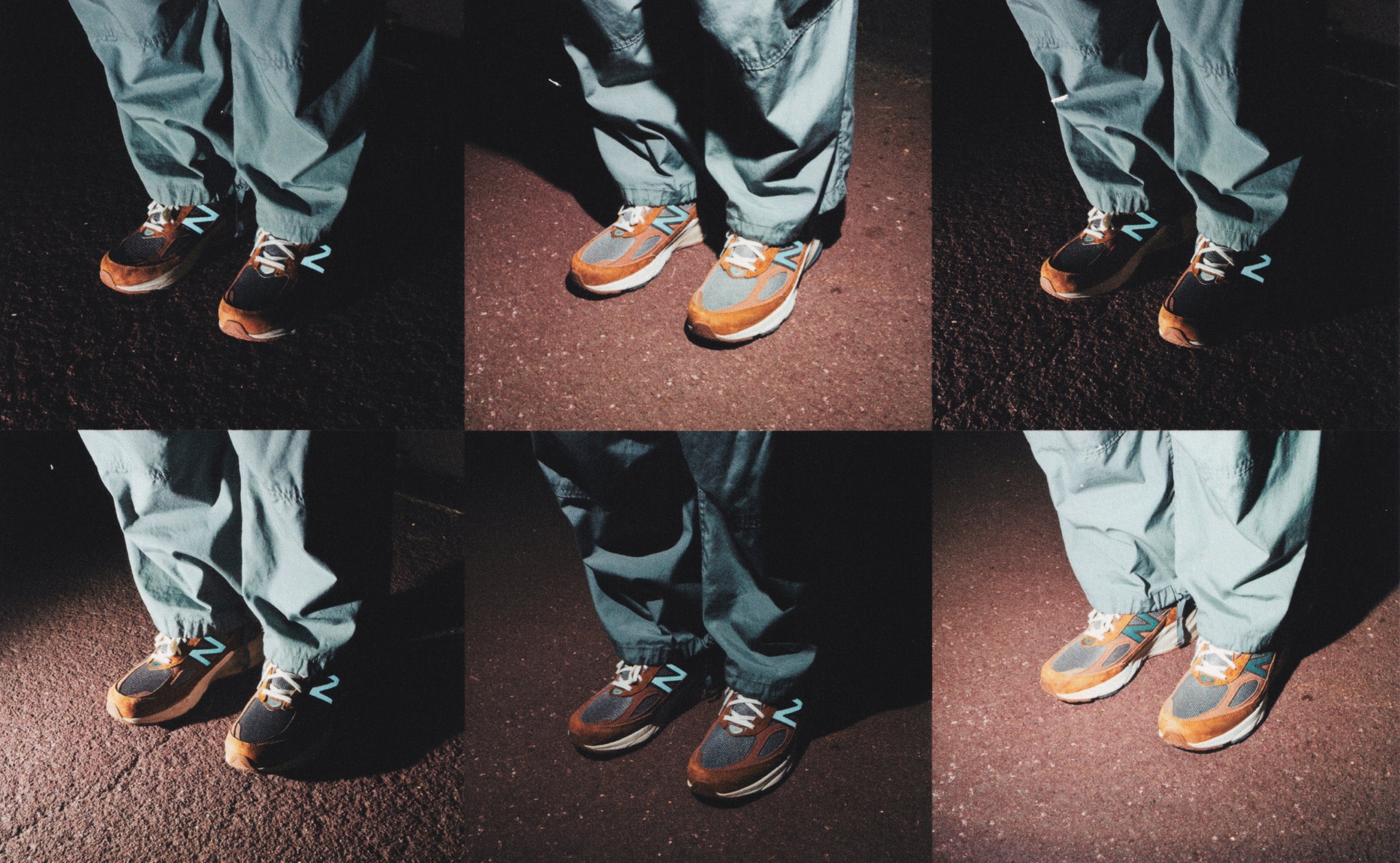 Carhartt WIP x New Balance MADE in USA 990v6 on foot shots showing reflective laces and N logo