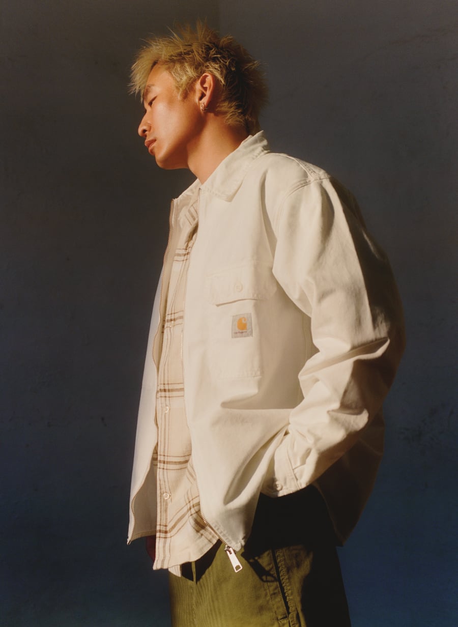 Model wearing a Rainer Shirt Jacket in Off-White