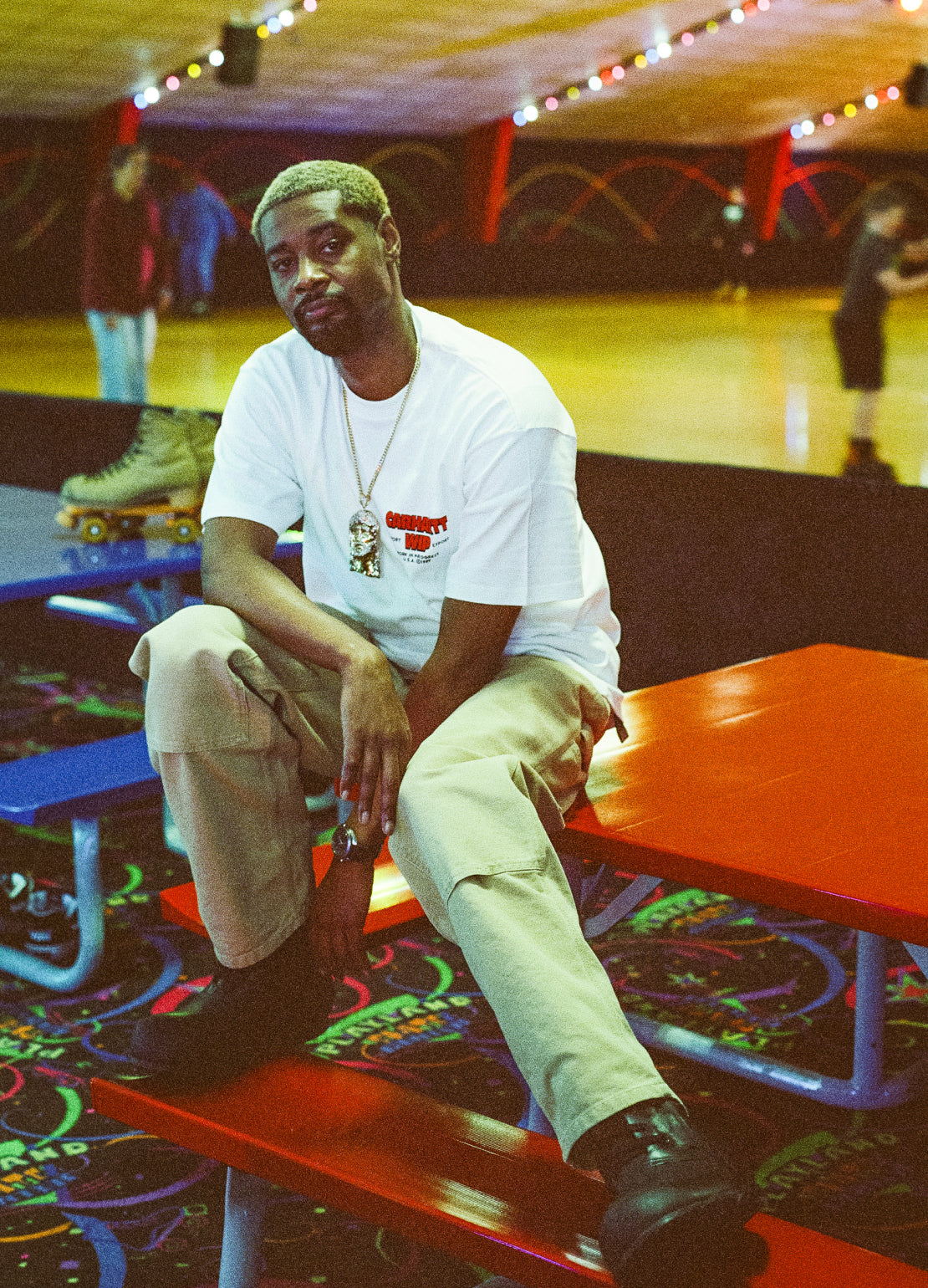 Model Danny Brown wears Carhartt WIP USA T-Shirt