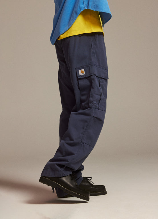 Shop Carhartt WIP Regular Cargo Pant Moraga Pants (storm blue garment dyed)  online