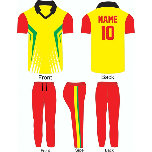 Cricket Jersey Design Blue and Yellow Gradient