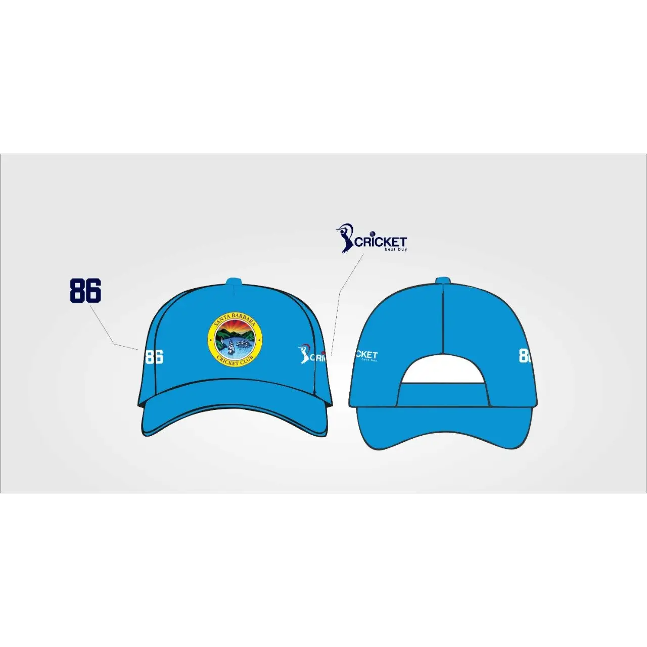 Cricket Cap Custom Made Royal Blue With Logo - Cricket Best Buy