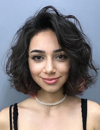 Medium length shoulder length curly bob voluflex