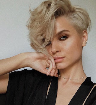 Short thick hairstyle mohawk inspired pixie cut