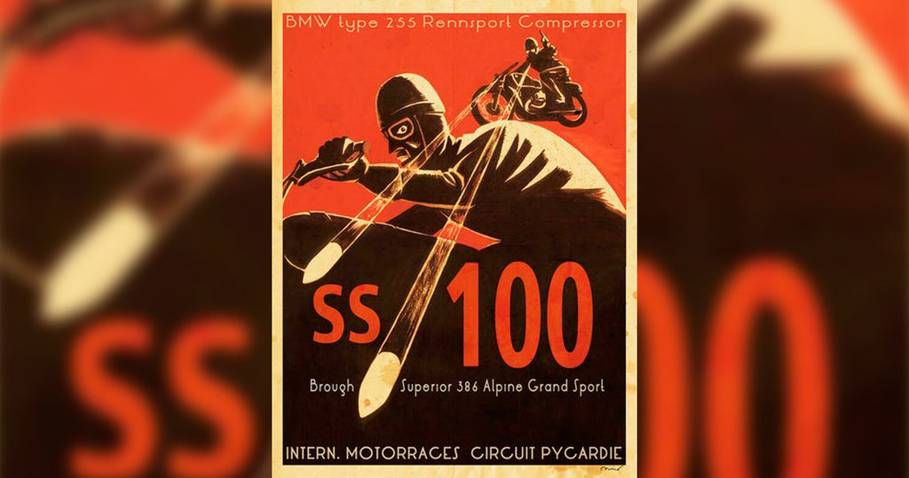 British Propaganda of Brough's SS100 competing with the less powerful German BMW