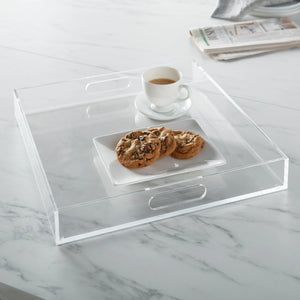 Acrylic Serving Tray with Handles Clear | Large Square - Hampton House