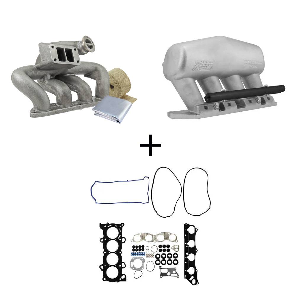 8th gen Honda Civic SI (K20 engine) TWIN SCROLL CAST TURBO MANIFOLD V-BAND WASTEGATE + TOP END GASKET KIT, 86MM BORE, .030" MLS CYLINDER HEAD GASKET + Intake manifold - 4 injectors - Mustang throttle