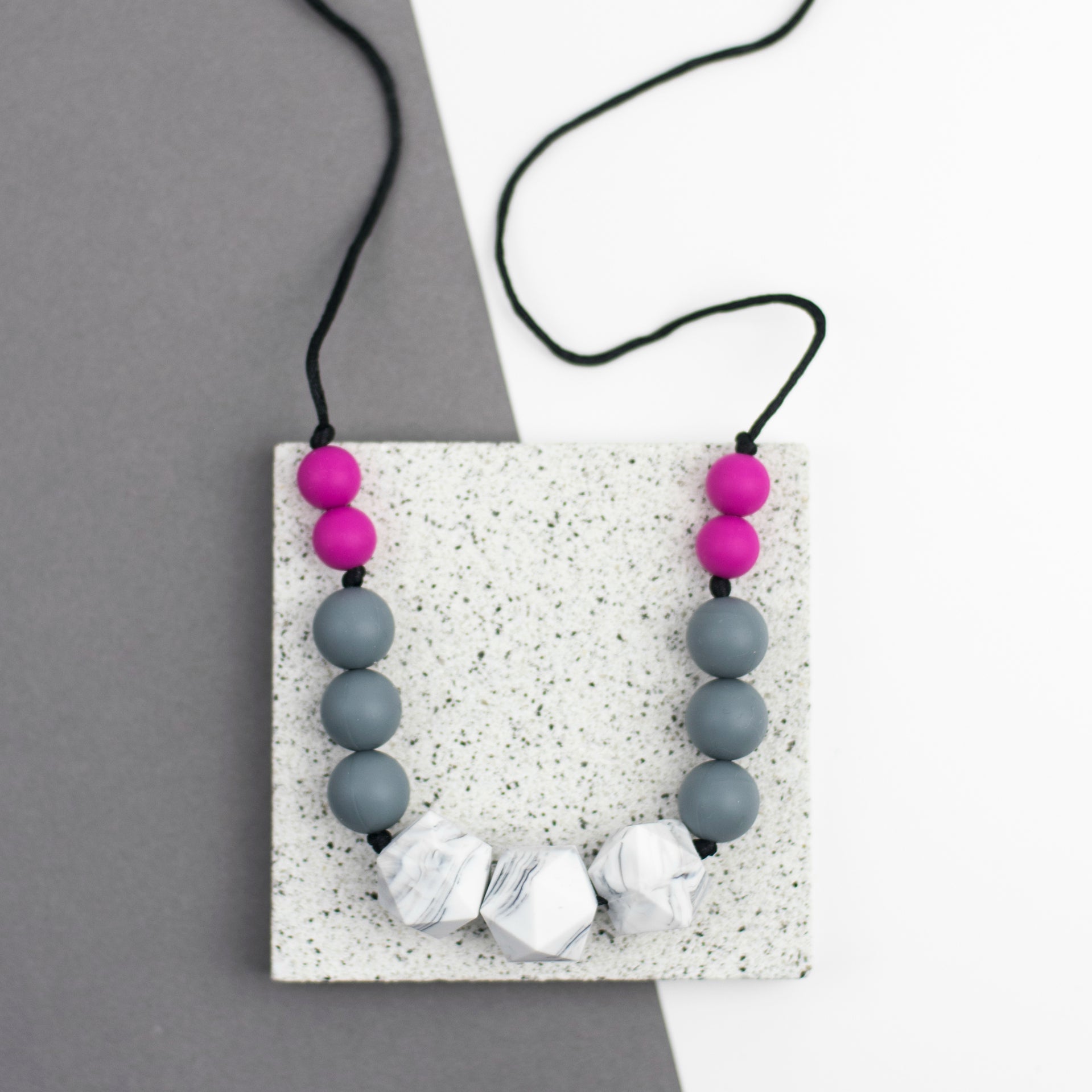 pink teething necklace