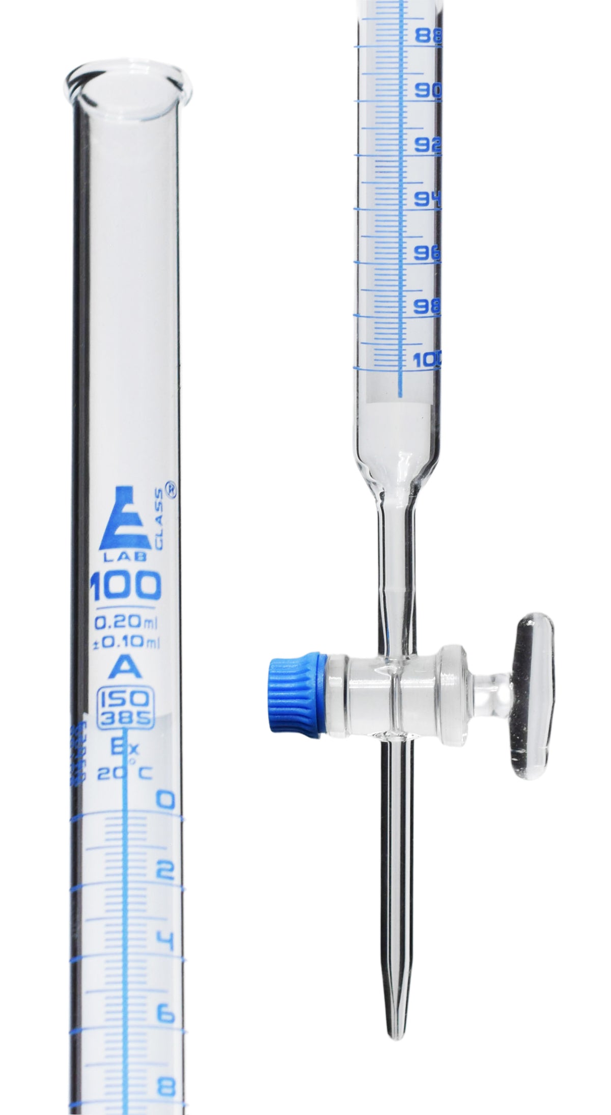 Schellbach Glass ASTM Graduated Burette with Glass Key Stopcock, 100 m