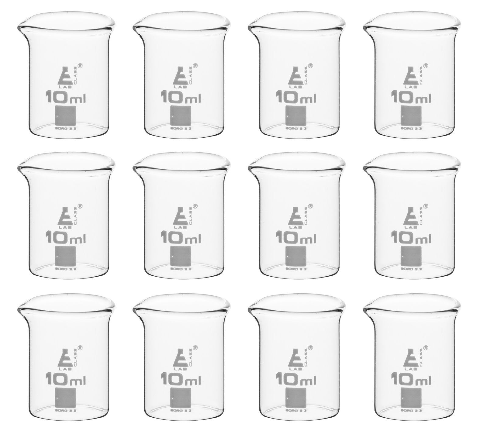 Borosilicate Low Form Beaker 10ml 2ml Graduation Autoclavable — Eisco Industrial 5894