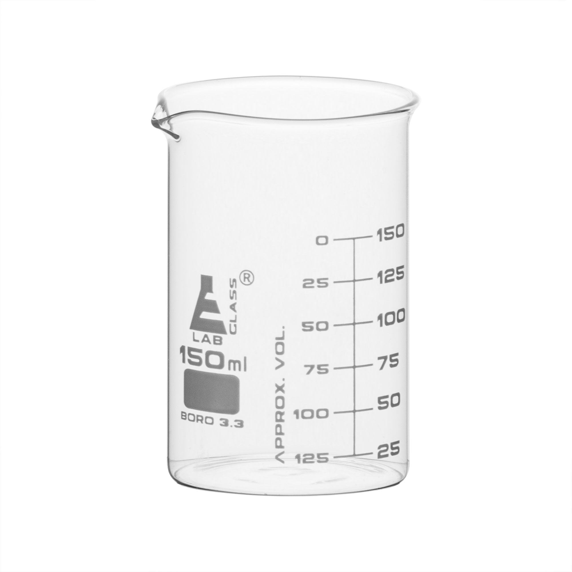 Borosilicate Astm Low Form Beaker 150ml 25ml Graduation Autoclavabl — Eisco Industrial 6043