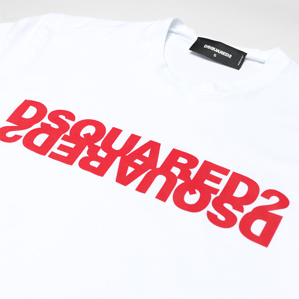 dsquared2 white and red t shirt