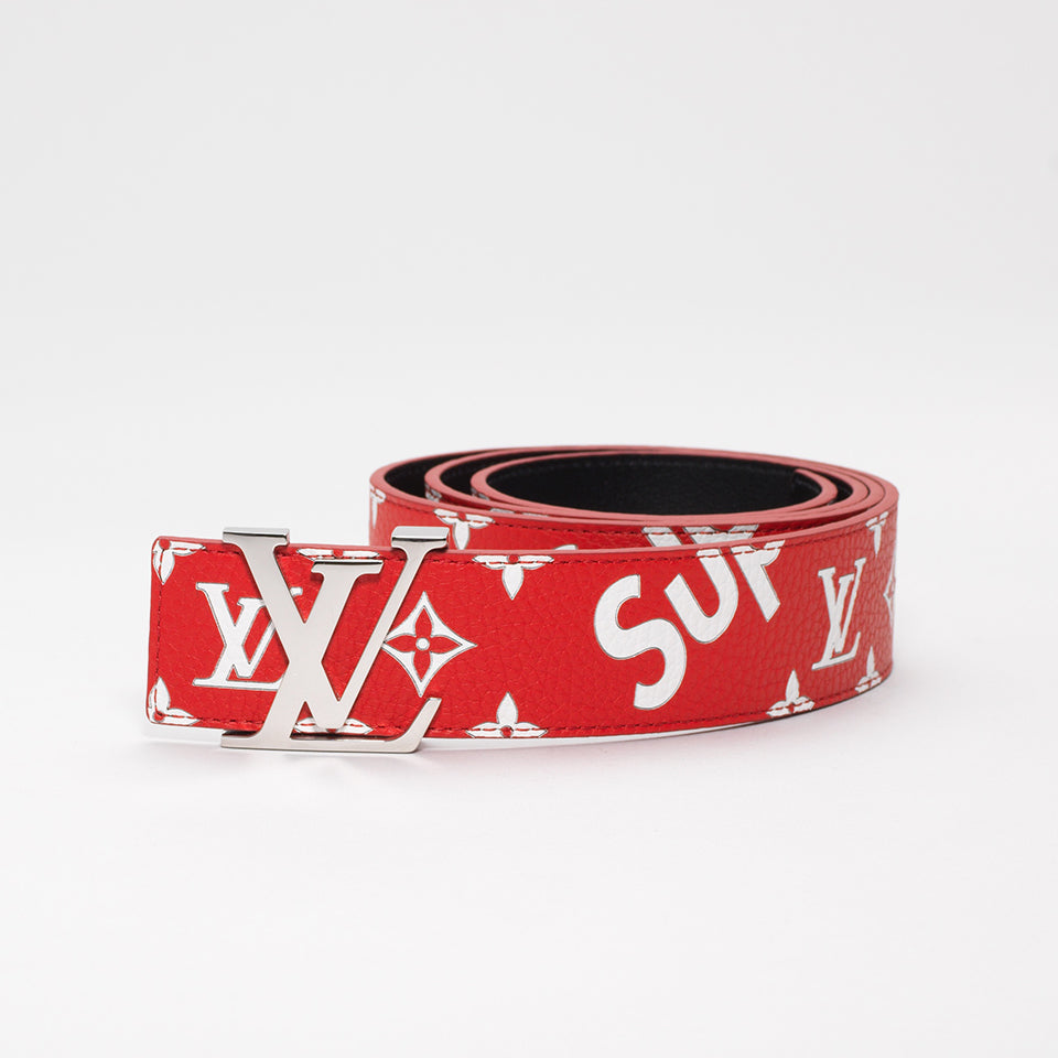 LOUIS VUITTON X SUPREME Monogram 40mm LV Initiales Belt 95 38 Red 456297