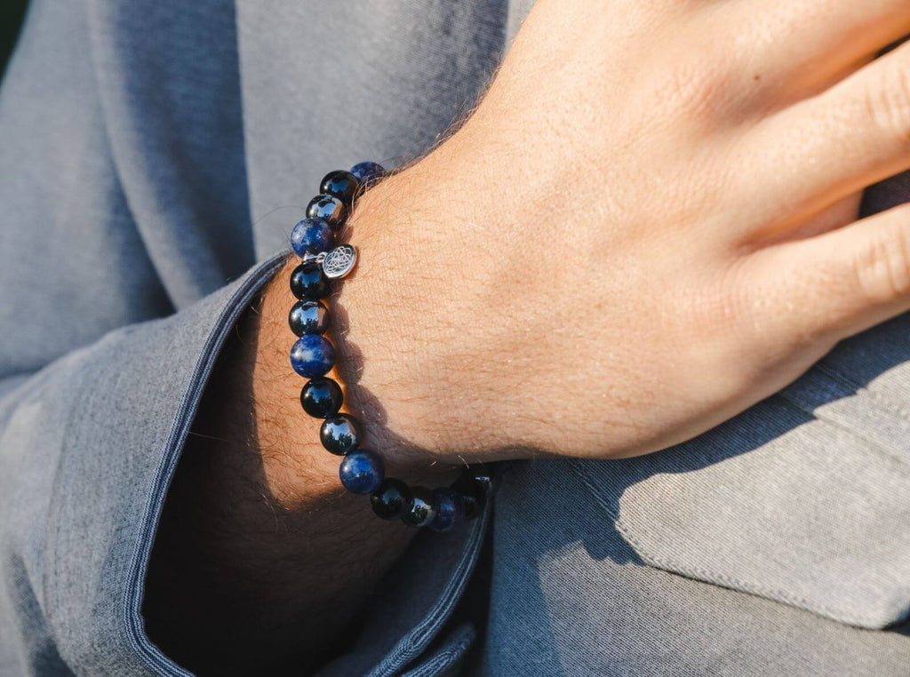 Evil Eye Hematite Natural Stone Bracelet with MagSnap FOR MEN by Mesmerise