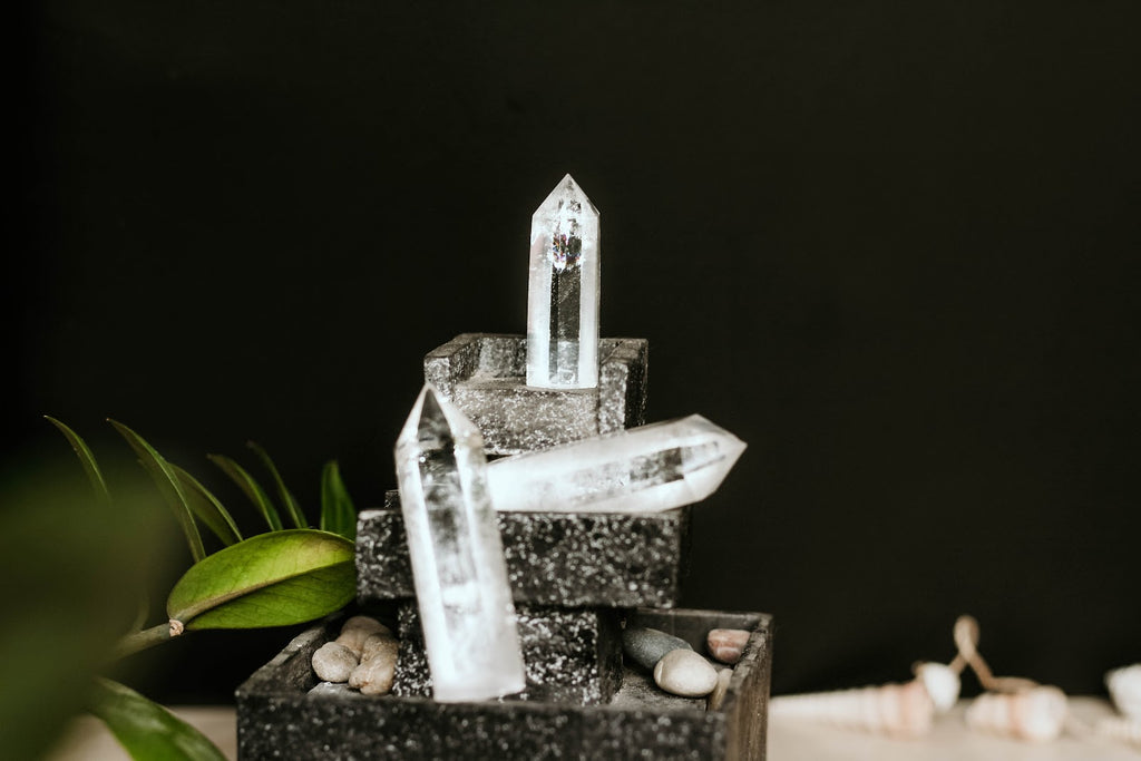 Clear quartz pyramids