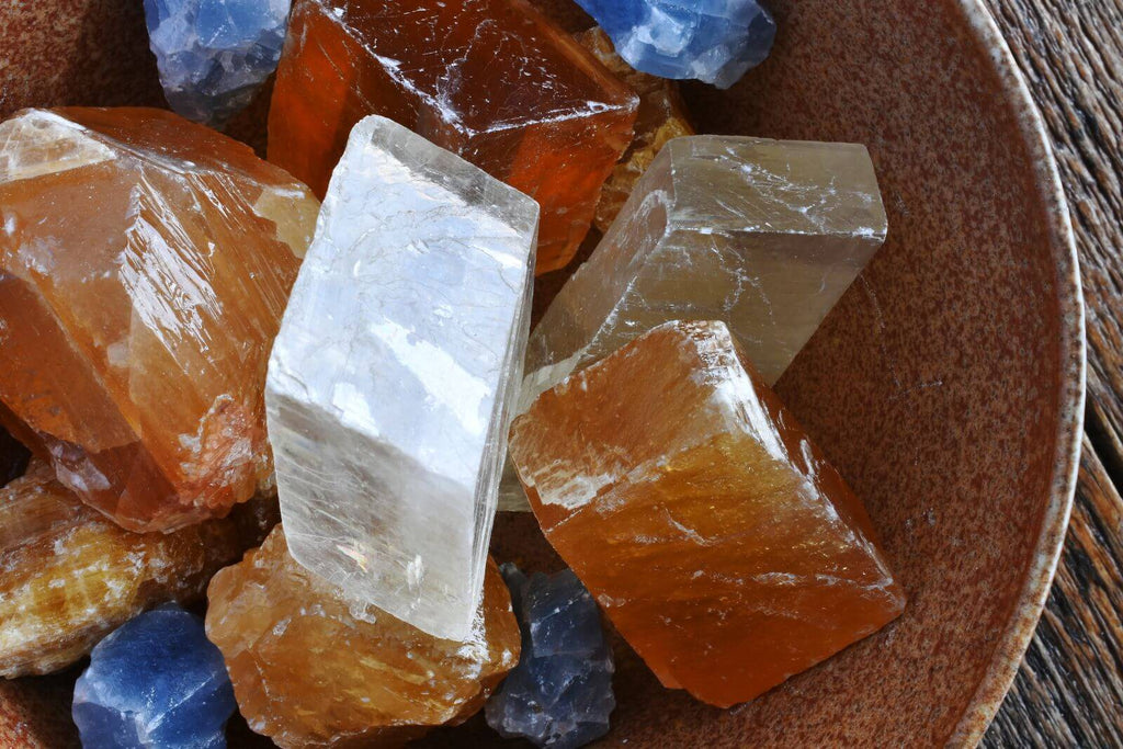 red calcite crystal pairings