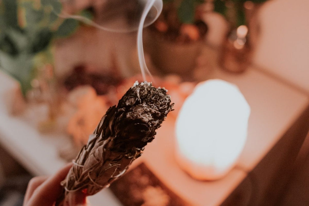 smudging with crystal lamp