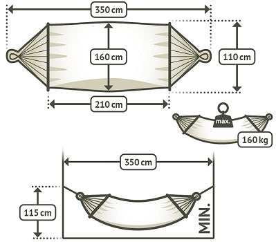 Spreader Bar double toucan hammock dimensions