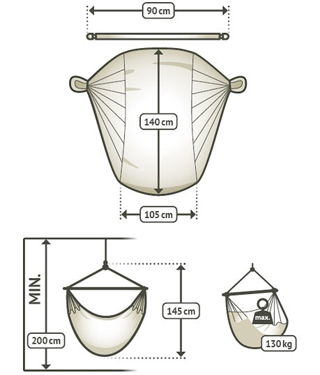 single size chair hammock dimensions