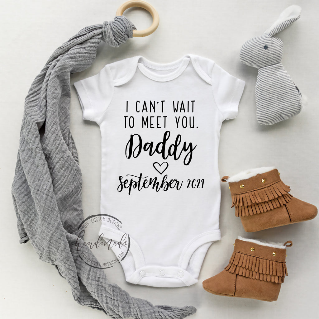 Download Pregnancy Announcement For Dad Pregnancy Reveal Onesie U00ae Pregnancy Announcement Onesie U00ae I Can T Wait To Meet You Hello Daddy Boys Clothing Clothing Heroelectric In