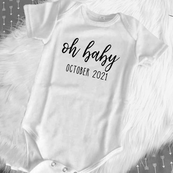 Pregnancy Announcement Oh Baby Baby Onesies Diy Custom Designs Diy Custom Designs