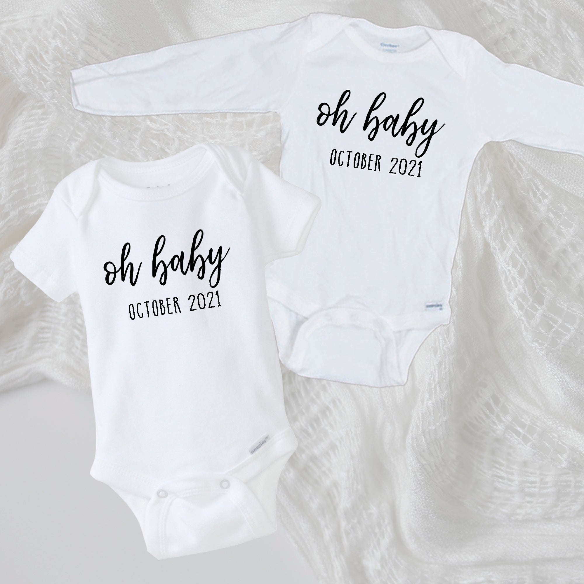 Pregnancy Announcement Oh Baby Baby Onesies Diy Custom Designs Diy Custom Designs