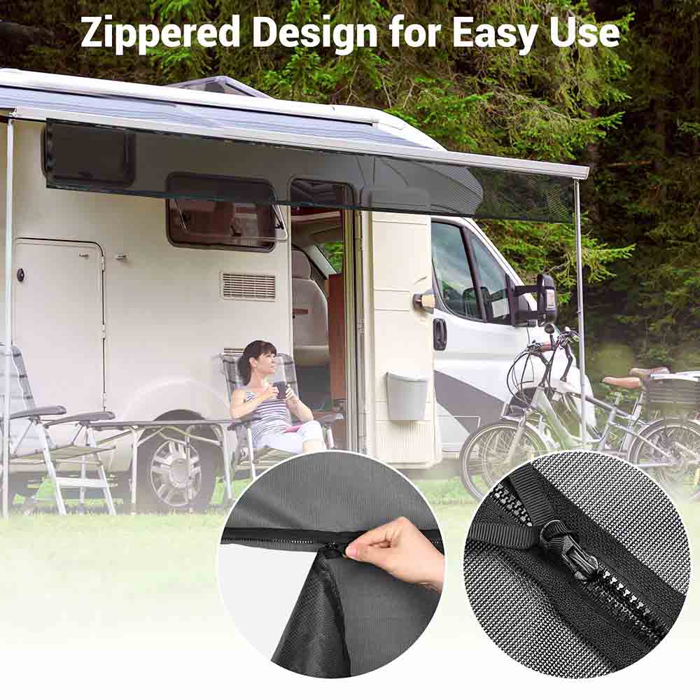 TheLAShop RV Awning Shade Screen with Zipper 15'Wx8'H Trailer Mosquito Net - Image 5