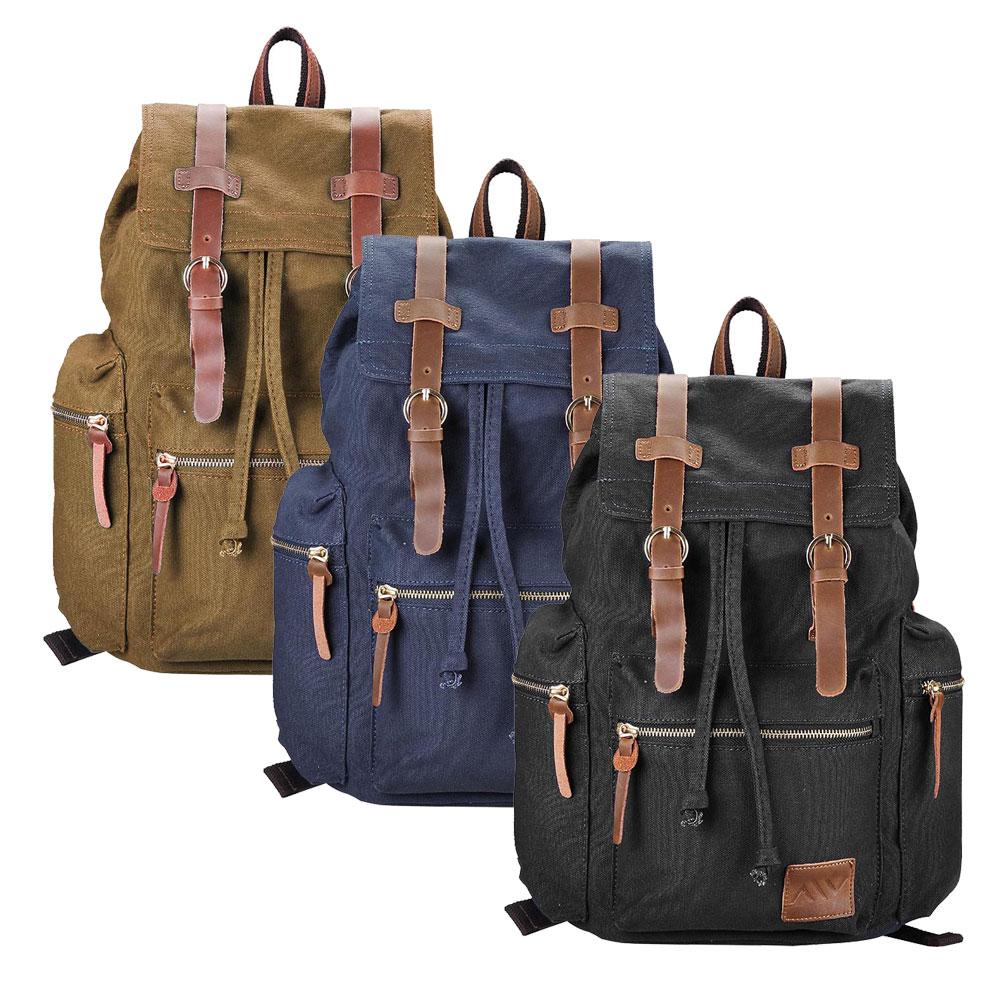 Canvas Backpack Rucksack Hiking Bag Schoolbag