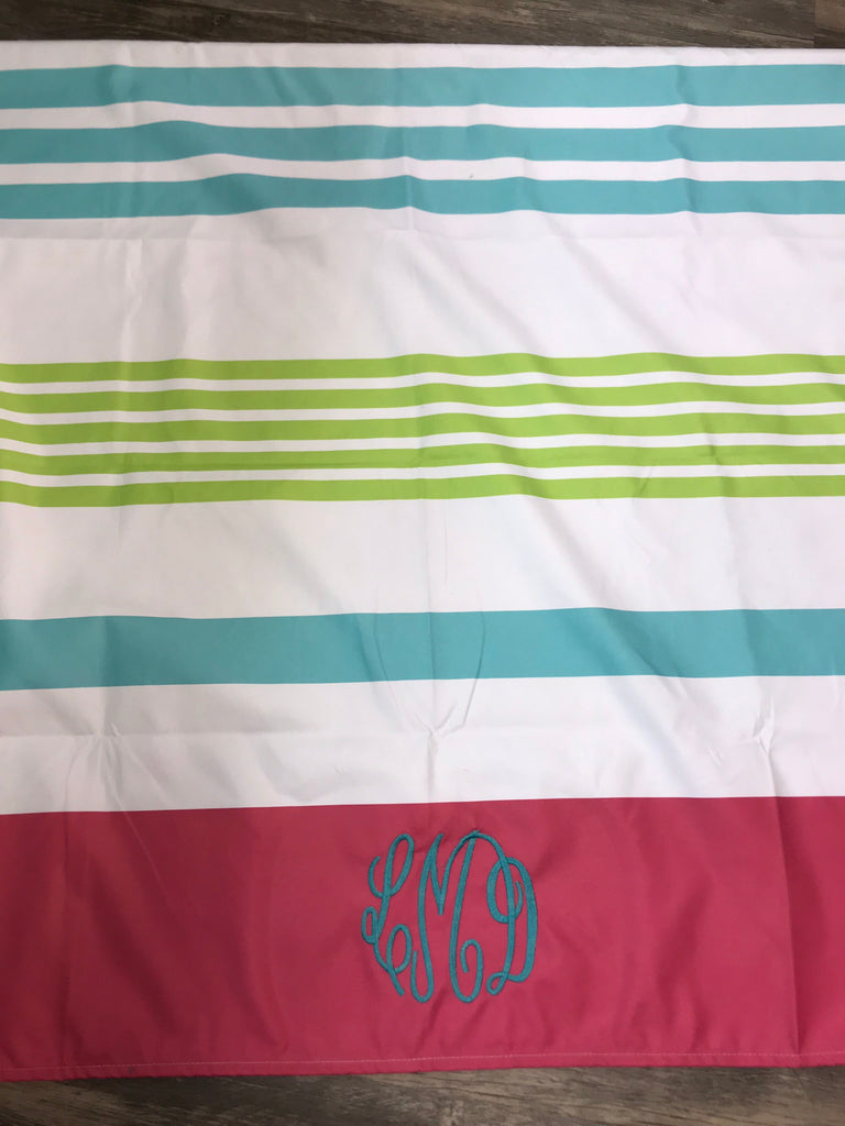Large Striped Monogrammed Beach Towel