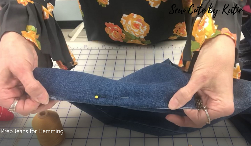 Prepping Jeans for Hemming - Folded and Pinned