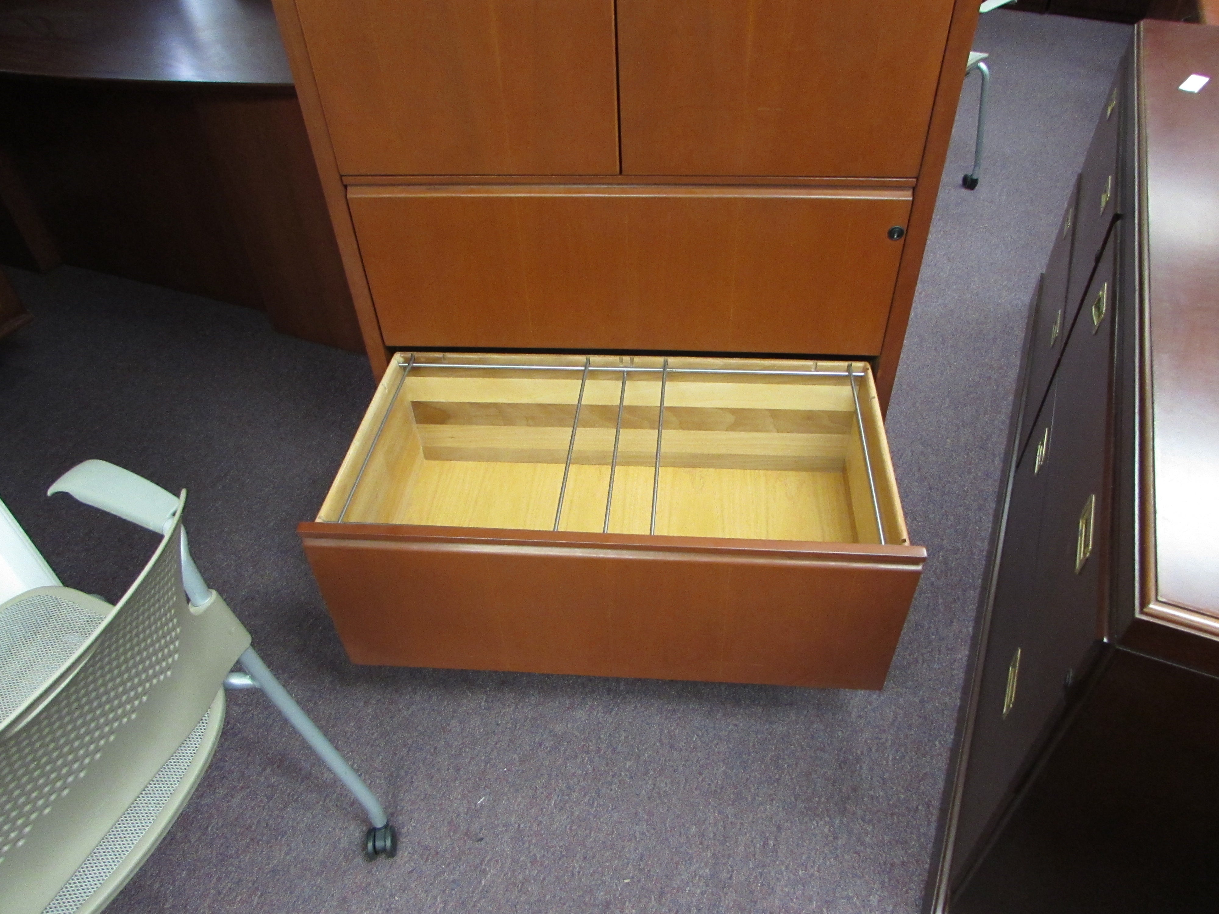 Executive Wardrobe Storage Filing Cabinet In Cherry Wood Veneer Recycled Office Furnishings