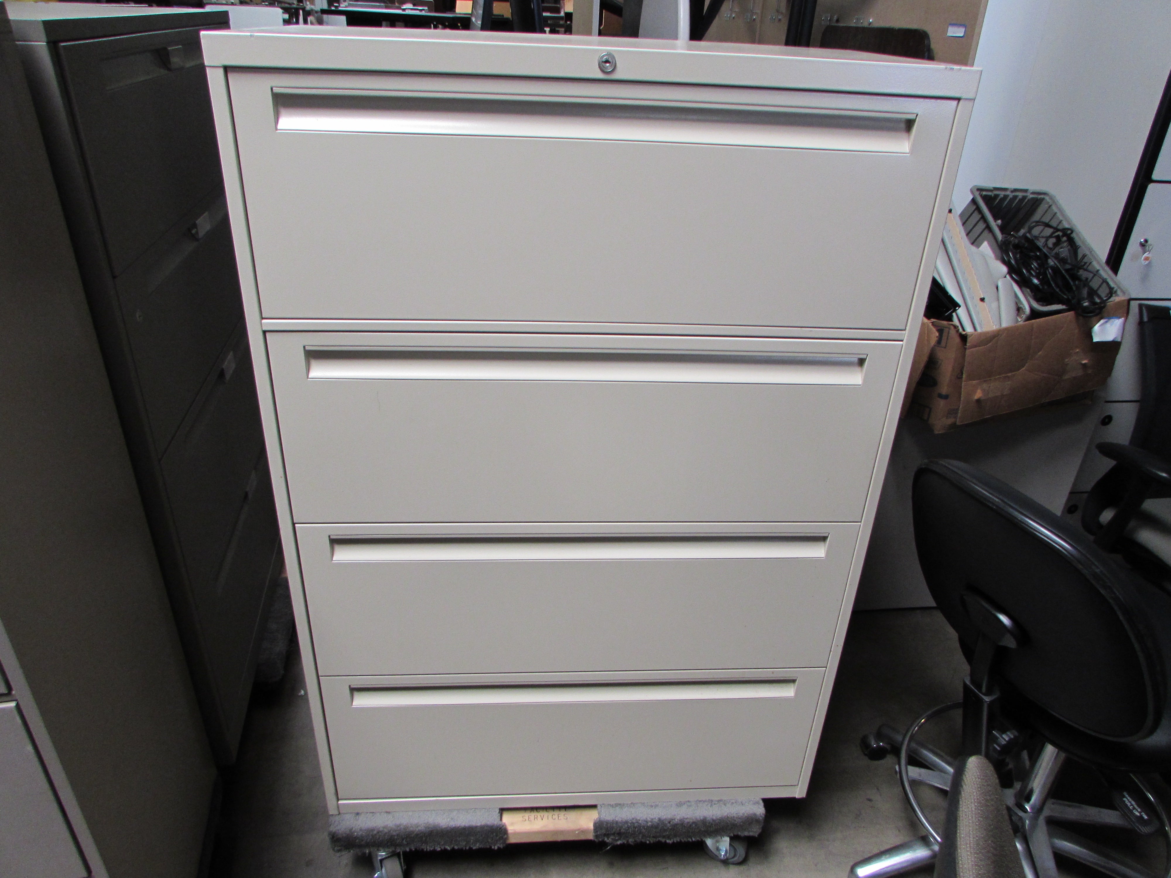 Steelcase Putty Almond Locking 4 Drawer 36 Lateral File Cabinet Recycled Office Furnishings