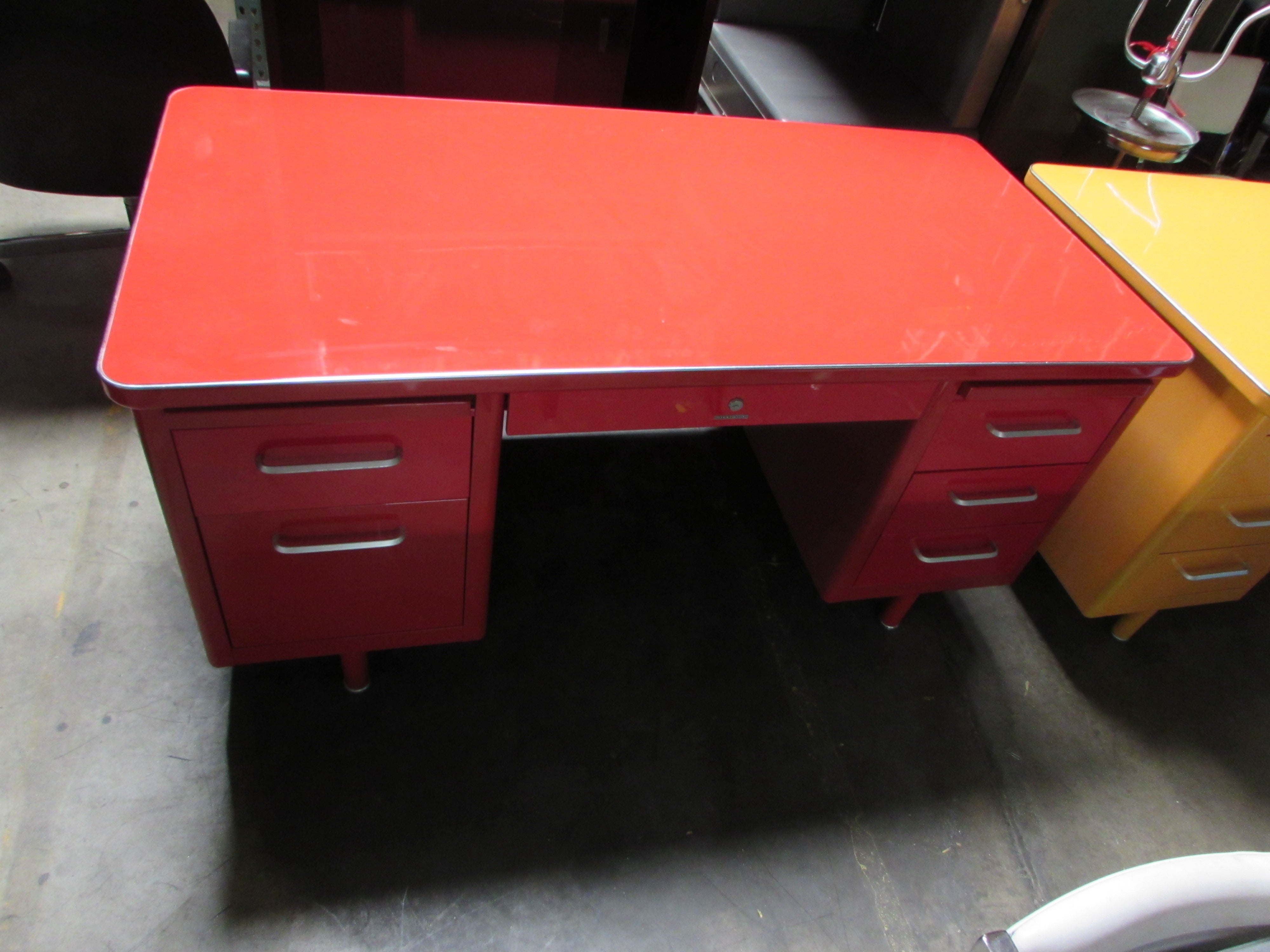 Red Steelcase Tanker Desk 30 X 60 Recycled Office Furnishings
